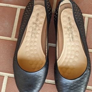 Walking Cradles Black Leather Cutout Flat "Browyn" style